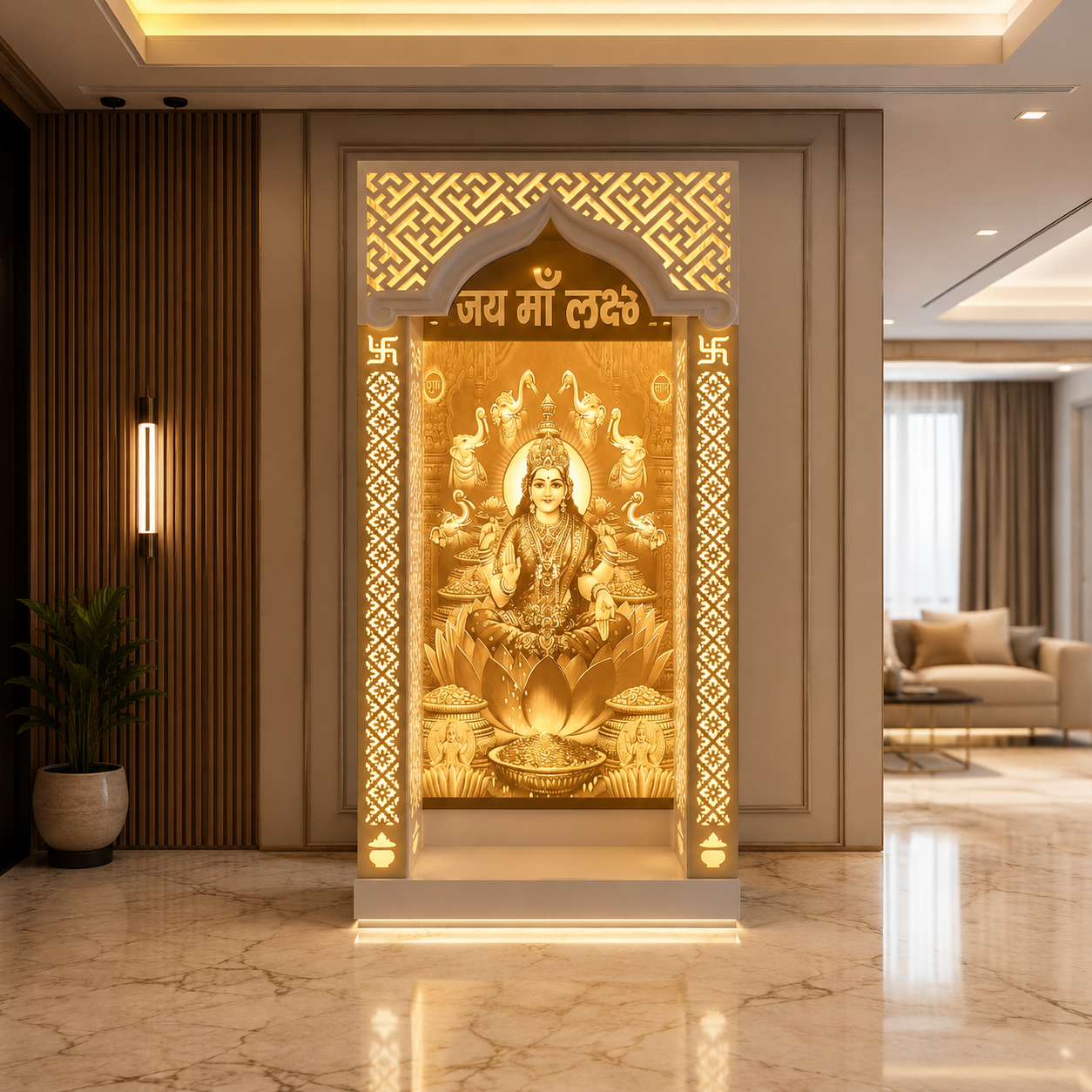 Traditional Corian Pooja Ghar