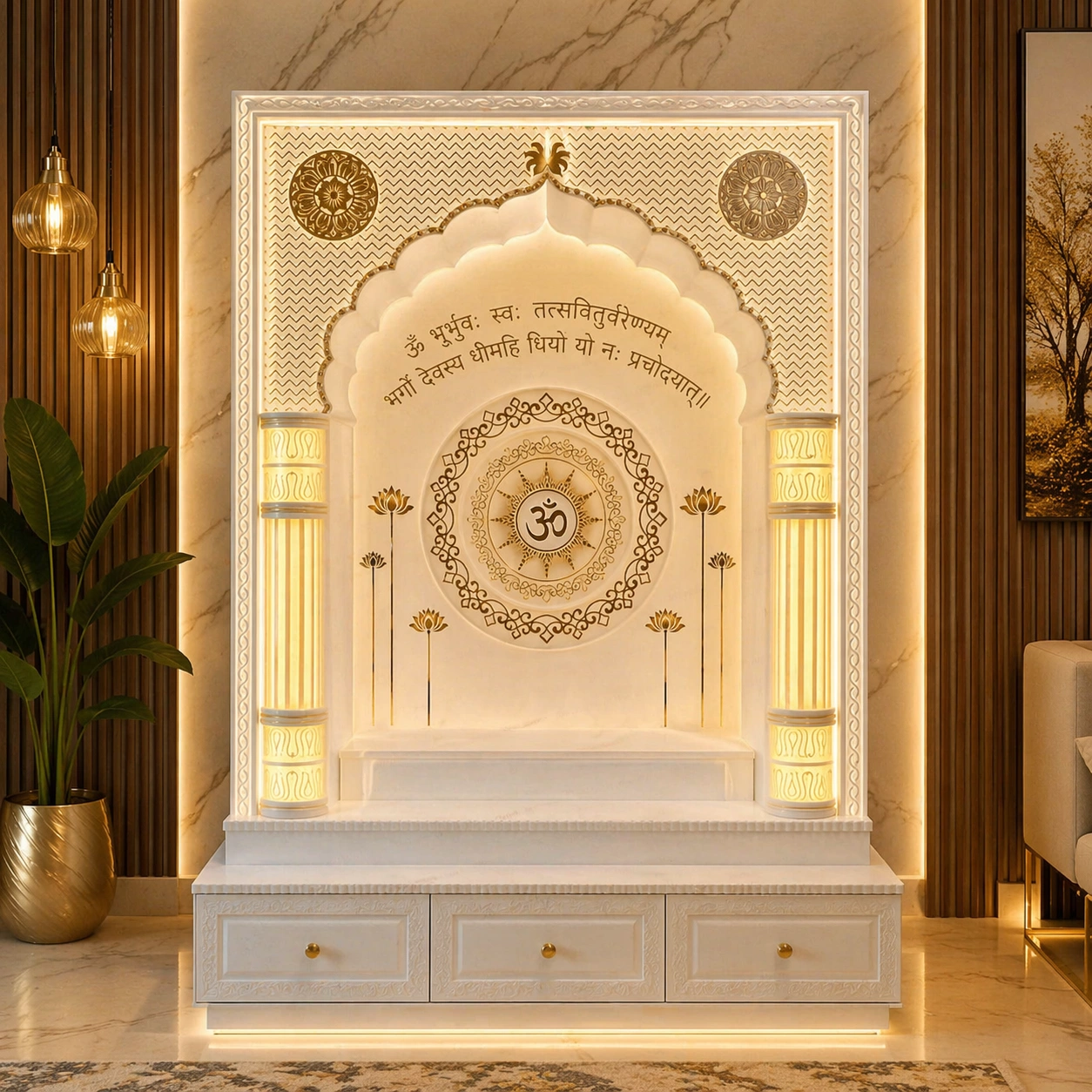 Latest Corian Mandir Design in Visakhapatnam